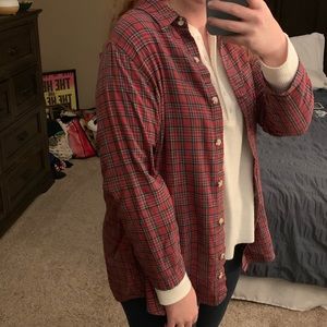 Oversized Red Flannel Button Shirt